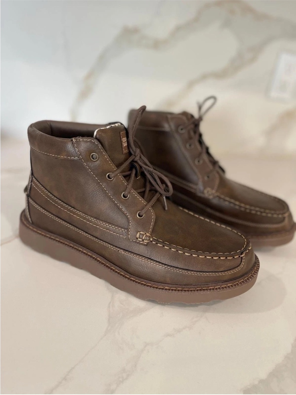 Eddie Bauer Merrimack Work Boots Men’s Size 9M Brown Leather MocToe Comfort NEW